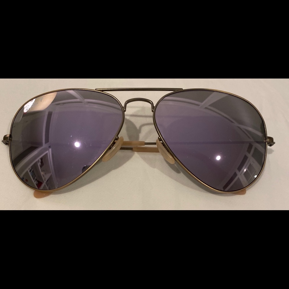 Ray Ban Aviator Polarized Lilac Flash Sunglasses - Picture 4 of 12